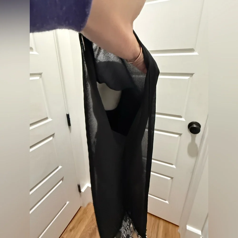 Joseph Ribkoff. Sheath Dress with Biased Cut Sheer Floral Trim Overlay. Size 6. - Picture 13 of 14